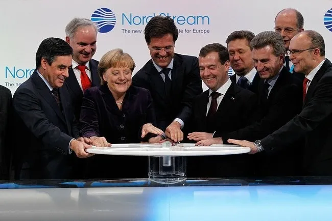 Wichtige russische Gasexportpipelines nach Europa: Nord Stream, Jamal–Europa, Blue Stream, Druschba. Karte: Samuel Bailey, 2009.